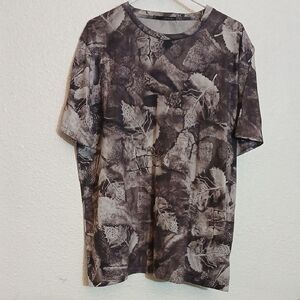 Men's Leaf Pattern Shirt - Brown